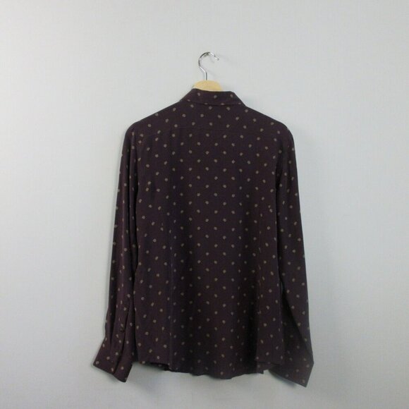 Club Monaco 100% Silk Button Down Long Sleeve Shirt Women's Maroon Formal 86 - Picture 2 of 11